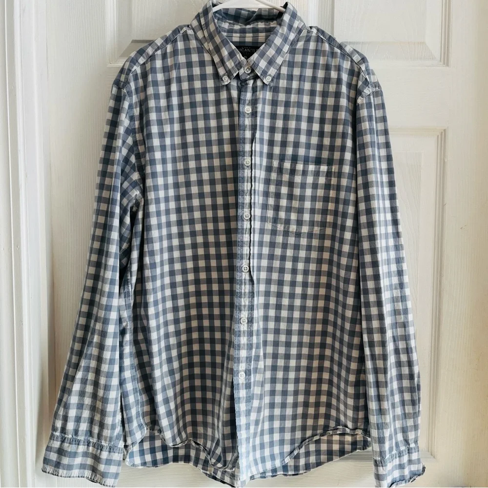 J. Crew Mercantile Flex XL Men's Blue Checkered Shirt